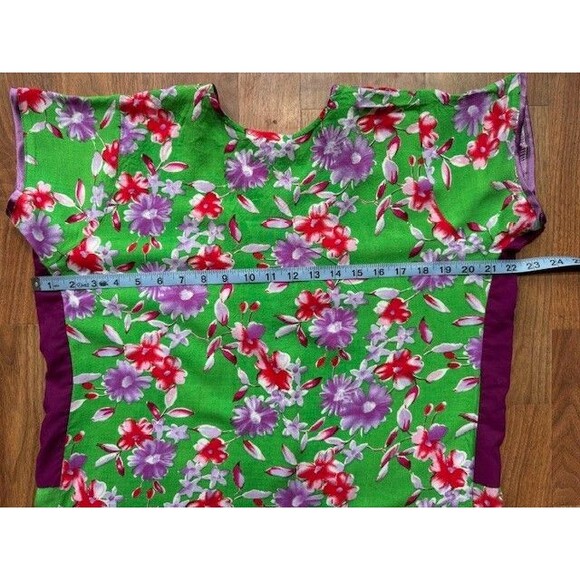 Vintage‎ Custom Mrs Roper Purple Red Floral Lounge Mu Mu Midi House Dress MED - Picture 6 of 14